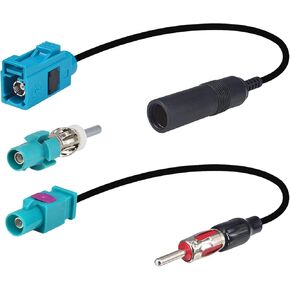 onelinkmore Car Antenna Universal Vehicle Radio Stereo AM & FM Antenna Connector Cable Fakra Z Male Female to DIN Plug Connector Cable for Car Stereo Audio HD Radio Head Unit CD Media Player Receiver
