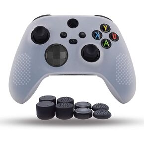 غطاء حماية لجهاز تحكم Xbox Series X/S من السيليكون مضاد للانزلاق SX وحدة تحكم - 8 قطع مقابض إبهام احترافية - أبيض in Kuwait