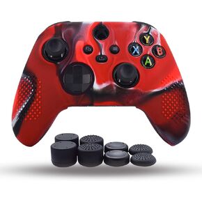 Skin Cover for Xbox Series X/S Controller Silicone Skin Anti Slip SX Controller Grip Case Protector - 8pcs Pro Thumb Grips-CamouRed