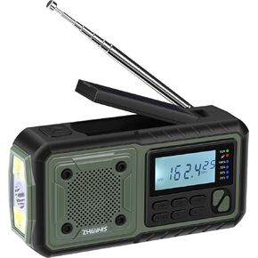 ZHIWHIS Emergency Radio, NOAA Weather/AM/FM Portable Hand Crank Solar Radios with SOS Alarm, Battery Powered and Built-in 5000mAh Power Bank, Flashlight/Reading Lamp/Alerts for Emergencies ZWS-376