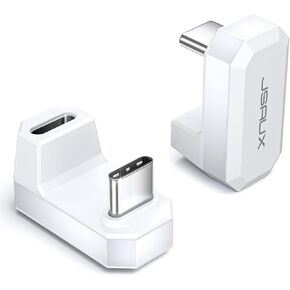 JSAUX 180° USB-C to USB-C Adapter 2 Pack, 180 Degree Angle USB-C Male to USB-C Female USB C 4.0 / PD 100W Adapter, Compatible with ROG Ally, Steam Deck, Switch, Laptop, Tablet, Phone and More - White