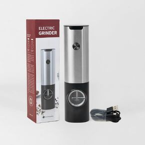 Electric Pepper or Salt Grinder - USB Rechargeable Automatic Pepper Salt Mill with Adjustable Coarseness for Kitchen, Restaurant, Picnic, and Gift (1 Pack)
