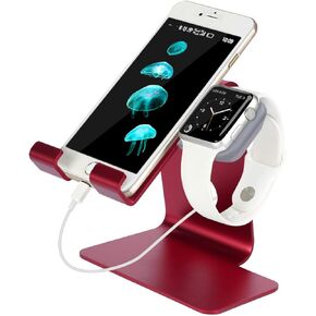 2 in 1 Charging Stand Compatible with Apple Watch Series Ultra2/Ultra/10/9/8/7/6/5/4/3/2/1/SE (38mm/40mm/41mm/42mm/44mm/45mm/46mm/49mm) and Compatible with iPhone of All Series- Silver Grey