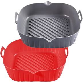 Silicone Liners Square 7 inches for Air Fryer, 2 Pcs Non-stick Food-grade Reusable Silicone Pot Baking Tray Basket Bowl Oven Air Fryer Accessories