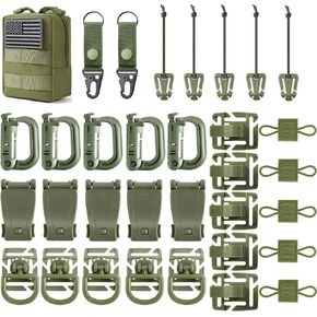 مجموعة ملحقات FRTKK Molle مكونة من 34 مرفقًا لحزام الظهر التكتيكي والسترة على شكل حرف D وقفل تروس لحزام حزام 1 بوصة in Kuwait