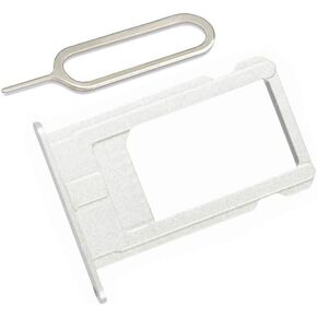 SIM Card Tray Holder Compatible with iPhone 6 incl Ejector Pin Tool + Cloth (Silver)