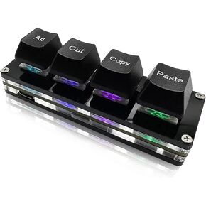 Mini 4-Key Select-All Cut Copy Paste Macro Pad Ctrl A X C V Shortcut One Handed Keyboard RGB Gaming Mechanical Keyboard OSU Keypad Programmable Keyboard for Working and Gaming. (White)