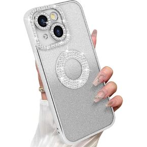 Losin for iPhone 15 Pro Max Bling Case Women Girls Luxury Gradient Glitter Diamond Case Sparkle Rhinestone Camera Lens Protection Soft Silicone Shockproof Cover for iPhone 15 Pro Max 6.7 inch, Gold