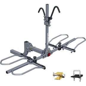 WILDROAD Hitch Bike Rack, Wobble Free Smart Tilting Bike Rack, Foldable 2-Bike Rack for Standard, Fat Tire and E-Bike, 2-Bike 180 lbs Capacity, Fits 2-inch Receiver