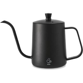 VEVOK CHEF Small Gooseneck Kettle Black, Narrow Long Spout, 20 Ounce 550ml, Stainless Steel, Mini Water Kettle for Tea, Pour Over Coffee Dripper, Drip Coffee Maker Hot Cold Water