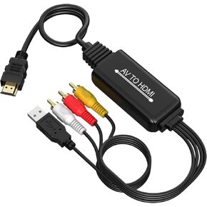 DIGITNOW RCA to HDMI Converter, AV to HDMI Composite Video Audio Converter Adapter, Supports PAL/NTSC for PS2, PS3, STB, VHS, VCR, Blue-Ray DVD