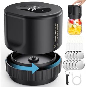 Electric Mason Jar Vacuum Sealer Kit Upgrade to Auto-Stop Mason Jar Vacuum Sealer for Regular Mouth and Wide Mouth Mason Jars