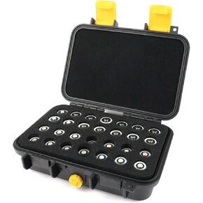 CR2 CR123A Lithium Battery Organizer Case, 28 Slots, Waterproof Hard Case for CR17345/CR16340/CR18350, Explosionproof Batteries Storage Holder for Household Outdoor Camping [Battery Not Included]