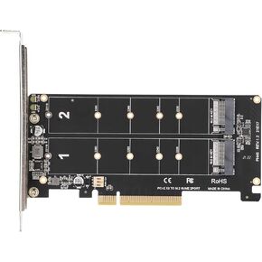 Dual M.2 SSD to PCIe Express x8 Adapter Card, Supports M-Key NVME SSD or M.2 PCIE, Hard Drive Converter Reader Expansion Card (ph45)