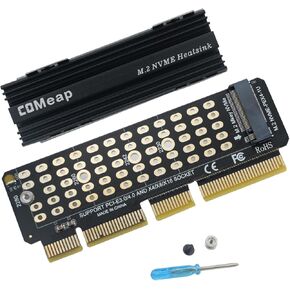 COMeap PCIe NVME Adapter, M.2 NVME SSD to PCIe 4.0 x4 Adapter with Heatsink - Compatible with 1U Case M Key 2230/2242/2260/2280 High-Speed Storage Solution for PCIE X4/X8/X16 Slots