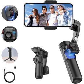 Phone 3-Axis Foldable Stabilizer with Detachable Remote Control for Video Recording,Portable Foldable Phone Gimbal for Travel, Vlog, TikTok