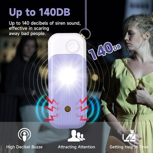 Personal Safety Alarm for Women - 140dB Self Defense Keychains Siren Whistle with Sos LED Strobe Light Personal Emergency Security Safe Devices Key Chain Alarms in 5 Pop Colors - Purple in Saudi Arabia