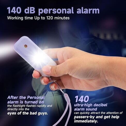 Personal Safety Alarm for Women - 140dB Self Defense Keychains Siren Whistle with Sos LED Strobe Light Personal Emergency Security Safe Devices Key Chain Alarms in 5 Pop Colors - Purple in Saudi Arabia