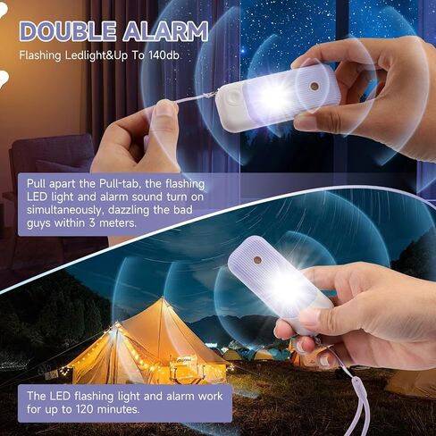 Personal Safety Alarm for Women - 140dB Self Defense Keychains Siren Whistle with Sos LED Strobe Light Personal Emergency Security Safe Devices Key Chain Alarms in 5 Pop Colors - Purple in Saudi Arabia