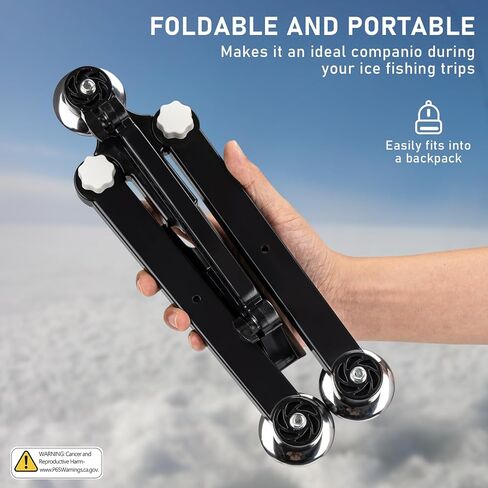 حامل قضيب صيد الجليد من QualyQualy مكون من قطعتين، حامل قضيب صيد قابل للطي لحامل عمود الجليد الأرضي رف قضيب الصيد مع أجراس الصيد ومرساة الجليد in Kuwait