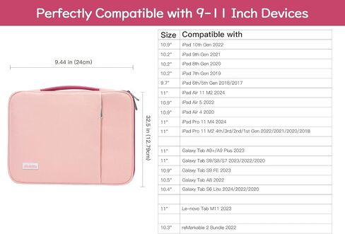 9-11" Tablet Sleeve Organizer Carrying Case with Handle for iPad 10th Gen 10.9", iPad 9/8/7th 10.2, iPad Air 11", iPad Pro 11", iPad Air5/4 10.9, Galaxy Tab A9+ Plus 11", Indigo & Pink in Saudi Arabia