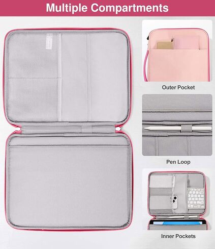 9-11" Tablet Sleeve Organizer Carrying Case with Handle for iPad 10th Gen 10.9", iPad 9/8/7th 10.2, iPad Air 11", iPad Pro 11", iPad Air5/4 10.9, Galaxy Tab A9+ Plus 11", Indigo & Pink in Saudi Arabia
