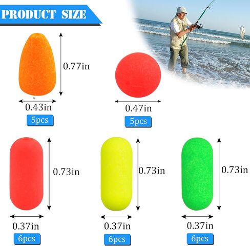 Pompano Rig Floats Fshing Floats Fishing Rig Floats Foam Snell Floats Bobbers for Surf Fishing Live Bait Float Walleye Rig Making Accessories Round Bullet Cylinder Float for Trout Catfish Fishing in Kuwait