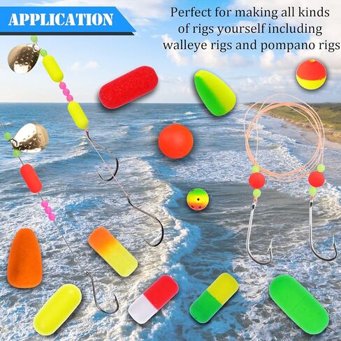 Pompano Rig Floats Fshing Floats Fishing Rig Floats Foam Snell Floats Bobbers for Surf Fishing Live Bait Float Walleye Rig Making Accessories Round Bullet Cylinder Float for Trout Catfish Fishing in Kuwait