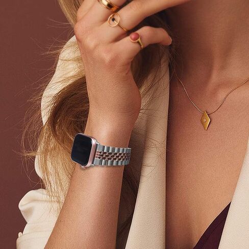 Compatible with Spade & Co Health Smartwatch 4 bands, Solid Stainless Steel Heavy Band with Butterfly Folding Clasp Link Bracelet Compatible with Spade & Co Health Smartwatch 4 1.85 Inches in Saudi Arabia