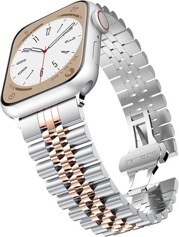 Compatible with Spade & Co Health Smartwatch 4 bands, Solid Stainless Steel Heavy Band with Butterfly Folding Clasp Link Bracelet Compatible with Spade & Co Health Smartwatch 4 1.85 Inches in Saudi Arabia