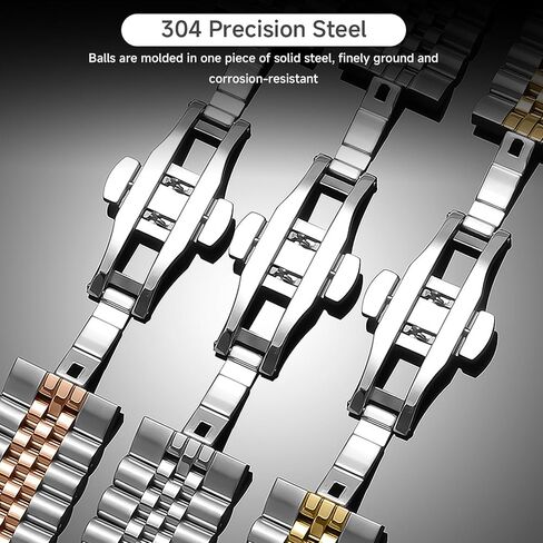 Compatible with Spade & Co Health Smartwatch 4 bands, Solid Stainless Steel Heavy Band with Butterfly Folding Clasp Link Bracelet Compatible with Spade & Co Health Smartwatch 4 1.85 Inches in Saudi Arabia
