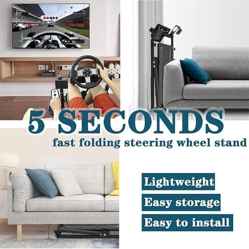 حامل عجلة قيادة قابل للطي من Supllueer مناسب لـ Logitech Thrustmaster Fanatec G923 G25 G27 G29 G920 T248 T300RS T300 T500 X Shape Sim Racing Stand Racing Simulator، بدون دواسة عجلة فرامل اليد المتحولة in Kuwait