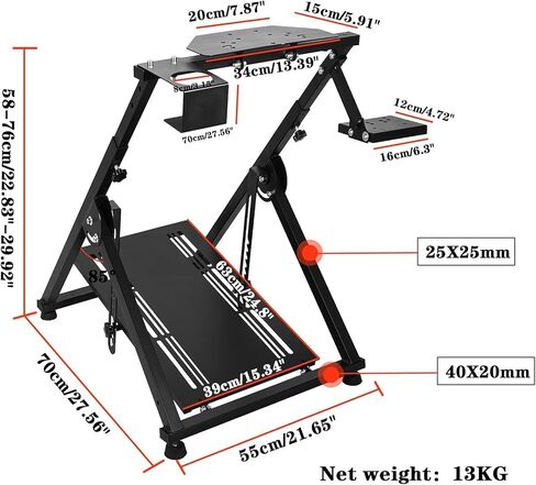 حامل عجلة قيادة قابل للطي من Supllueer مناسب لـ Logitech Thrustmaster Fanatec G923 G25 G27 G29 G920 T248 T300RS T300 T500 X Shape Sim Racing Stand Racing Simulator، بدون دواسة عجلة فرامل اليد المتحولة in Kuwait
