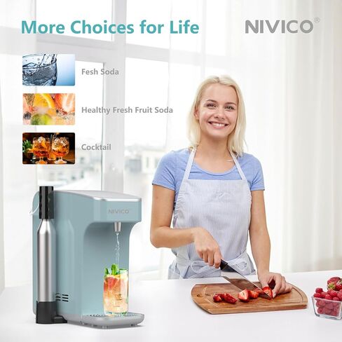 Soda Maker, Ice Cold Sparkling Water Maker, Water Cooler, Compatible with Screw-in 60L CO2 Cylinder (Not Included), Carbonator with 1.5L Water Tank, Touch Screen (Aqua Blue) in Saudi Arabia