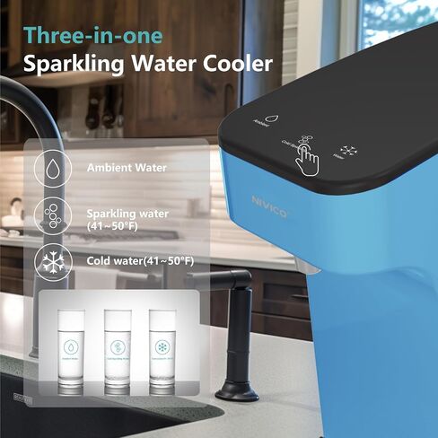 Soda Maker, Ice Cold Sparkling Water Maker, Water Cooler, Compatible with Screw-in 60L CO2 Cylinder (Not Included), Carbonator with 1.5L Water Tank, Touch Screen (Aqua Blue) in Saudi Arabia