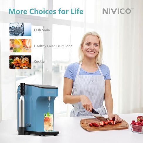 Soda Maker, Ice Cold Sparkling Water Maker, Water Cooler, Compatible with Screw-in 60L CO2 Cylinder (Not Included), Carbonator with 1.5L Water Tank, Touch Screen (Aqua Blue) in Saudi Arabia