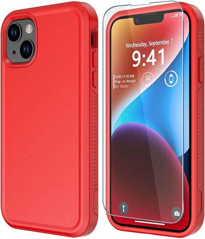 Diverbox for iPhone 14 Case [Shockproof] [Dropproof] [Tempered Glass Screen + Camera Lens Protector] Heavy Duty Protection Phone Case Cover for iPhone 14 6.1inch in Saudi Arabia