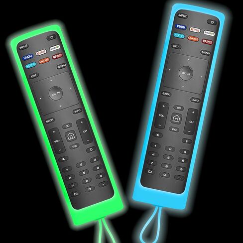 قطعتان من غطاء جهاز التحكم عن بعد لتلفزيون VIZIO الذكي، سيليكون يتوهج في الظلام، حافظة واقية لجهاز التحكم عن بعد VIZIO سيليكون (أزرق متوهج + أخضر متوهج) in Kuwait