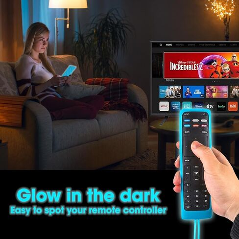 قطعتان من غطاء جهاز التحكم عن بعد لتلفزيون VIZIO الذكي، سيليكون يتوهج في الظلام، حافظة واقية لجهاز التحكم عن بعد VIZIO سيليكون (أزرق متوهج + أخضر متوهج) in Kuwait
