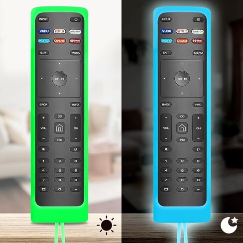 قطعتان من غطاء جهاز التحكم عن بعد لتلفزيون VIZIO الذكي، سيليكون يتوهج في الظلام، حافظة واقية لجهاز التحكم عن بعد VIZIO سيليكون (أزرق متوهج + أخضر متوهج) in Kuwait