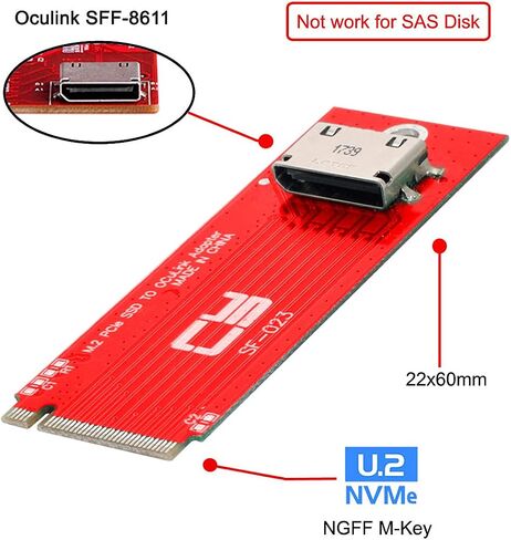 محول CY PCI-E 4.0 M.2 M-Key إلى Oculink SFF-8612 SFF-8611 محول المضيف لـ PCIe Nvme SSD 2260 in Saudi Arabia