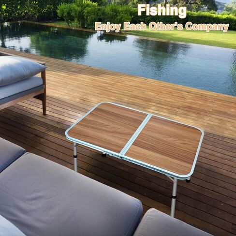 Folding Camping Table 2ft Portable Picnic Table Adjustable Height Table Small Card Table Aluminum Foldable Lightweight with Carry Handle for Indoor Outdoor Hiking Camp BBQ Beach in Saudi Arabia