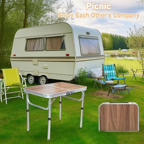 Folding Camping Table 2ft Portable Picnic Table Adjustable Height Table Small Card Table Aluminum Foldable Lightweight with Carry Handle for Indoor Outdoor Hiking Camp BBQ Beach in Saudi Arabia