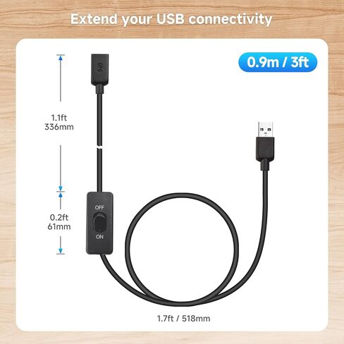 Cable Matters 2-Pack USB On Off Switch, USB Power Switch, 1ft in Kuwait