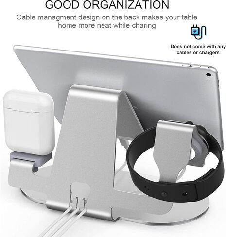 3 in 1 Phone Stand for Desk Aluminum Apple Watch Charger Stand Phone Holder for iPhone 14 13 12 11 All Series, iWatch Series 8/SE2/7/6/SE/5/4/3/2, AirPods, iPad in Saudi Arabia