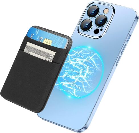 SHANSHUI Wallet Compatible for Magsafe, Magnetic Phone Wallet Card Holder for Back of Phone Compatible for iPhone 15/14/13/12 Mini/Plus/Pro/Pro Max & Magsafe case -Black in Kuwait