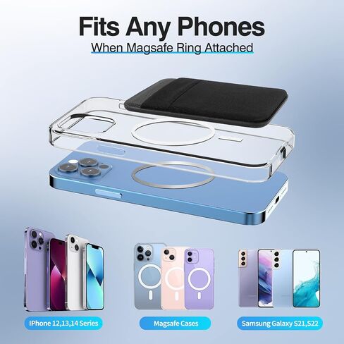 SHANSHUI Wallet Compatible for Magsafe, Magnetic Phone Wallet Card Holder for Back of Phone Compatible for iPhone 15/14/13/12 Mini/Plus/Pro/Pro Max & Magsafe case -Black in Kuwait