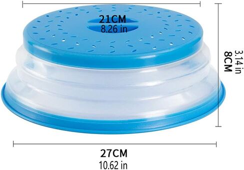Collapsible Microwave Splatter Cover For Food With Silicone Mats, 10.5 Inch, Dishwasher-safe, Microwave Plate Cover With Steam Vent，BPA-Free Silicone & Plastic (black) in Saudi Arabia