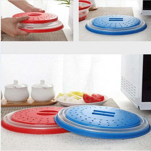 Collapsible Microwave Splatter Cover For Food With Silicone Mats, 10.5 Inch, Dishwasher-safe, Microwave Plate Cover With Steam Vent，BPA-Free Silicone & Plastic (black) in Saudi Arabia