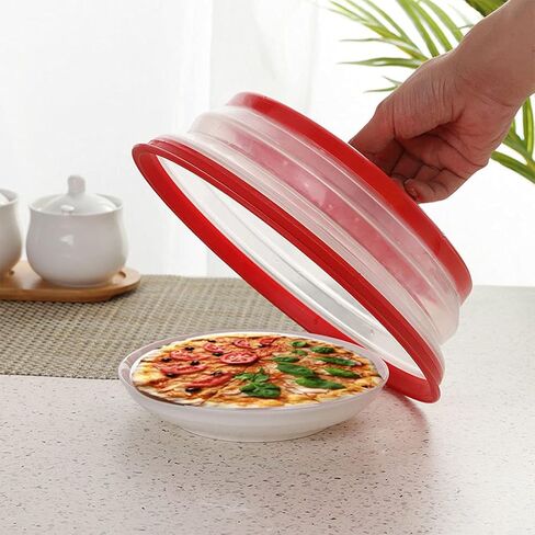 Collapsible Microwave Splatter Cover For Food With Silicone Mats, 10.5 Inch, Dishwasher-safe, Microwave Plate Cover With Steam Vent，BPA-Free Silicone & Plastic (black) in Saudi Arabia